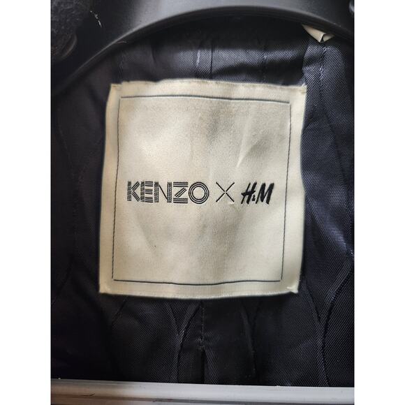 KENZO PARIS X HM Womens Elegant Wool Coat Tiger Pattern In Black Color US 6 EU36 - Picture 5 of 15